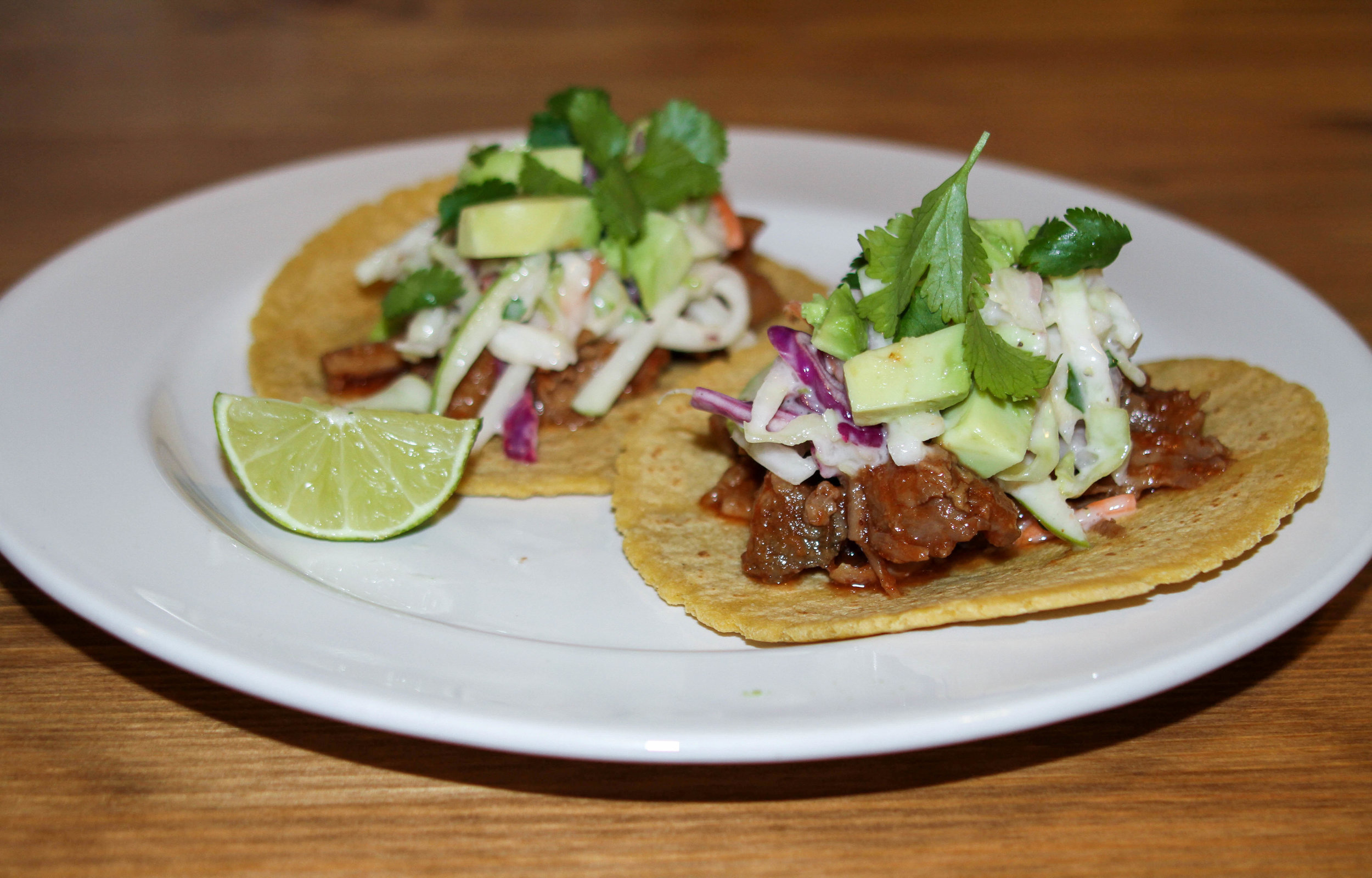 SWEET PORK TACOS WITH APPLE SLAW