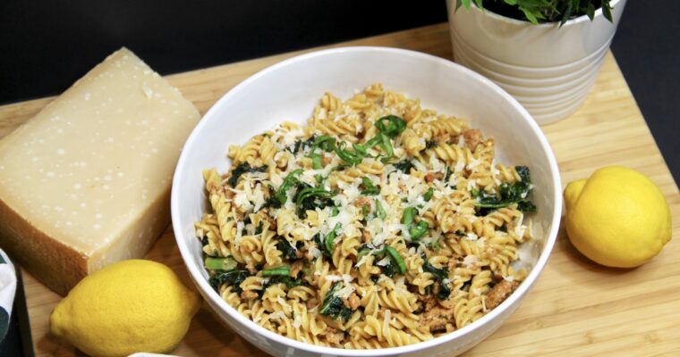 PASTA WITH SAUSAGE, KALE, AND LEMON