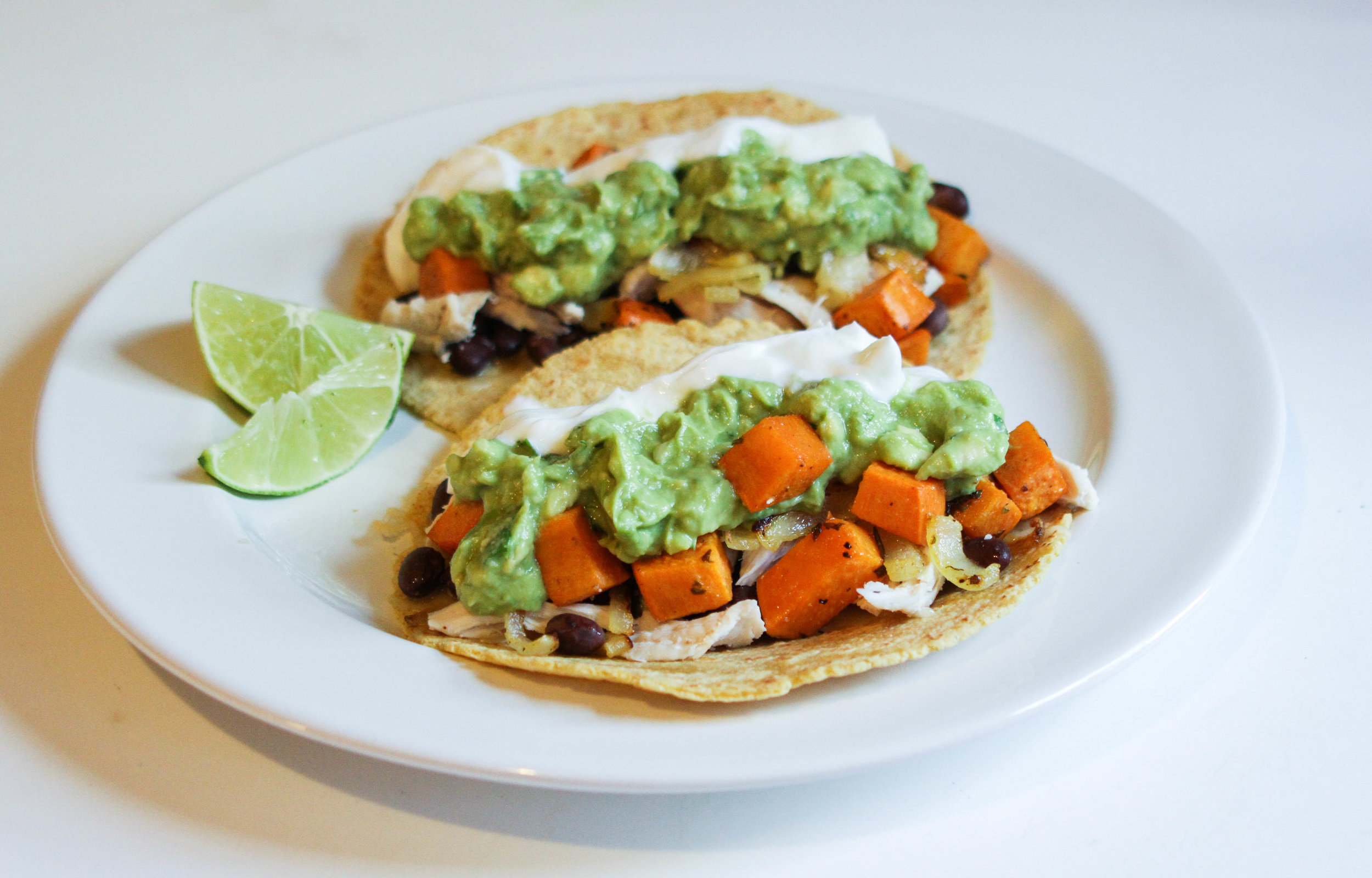 ROASTED SWEET POTATO CHICKEN TACOS