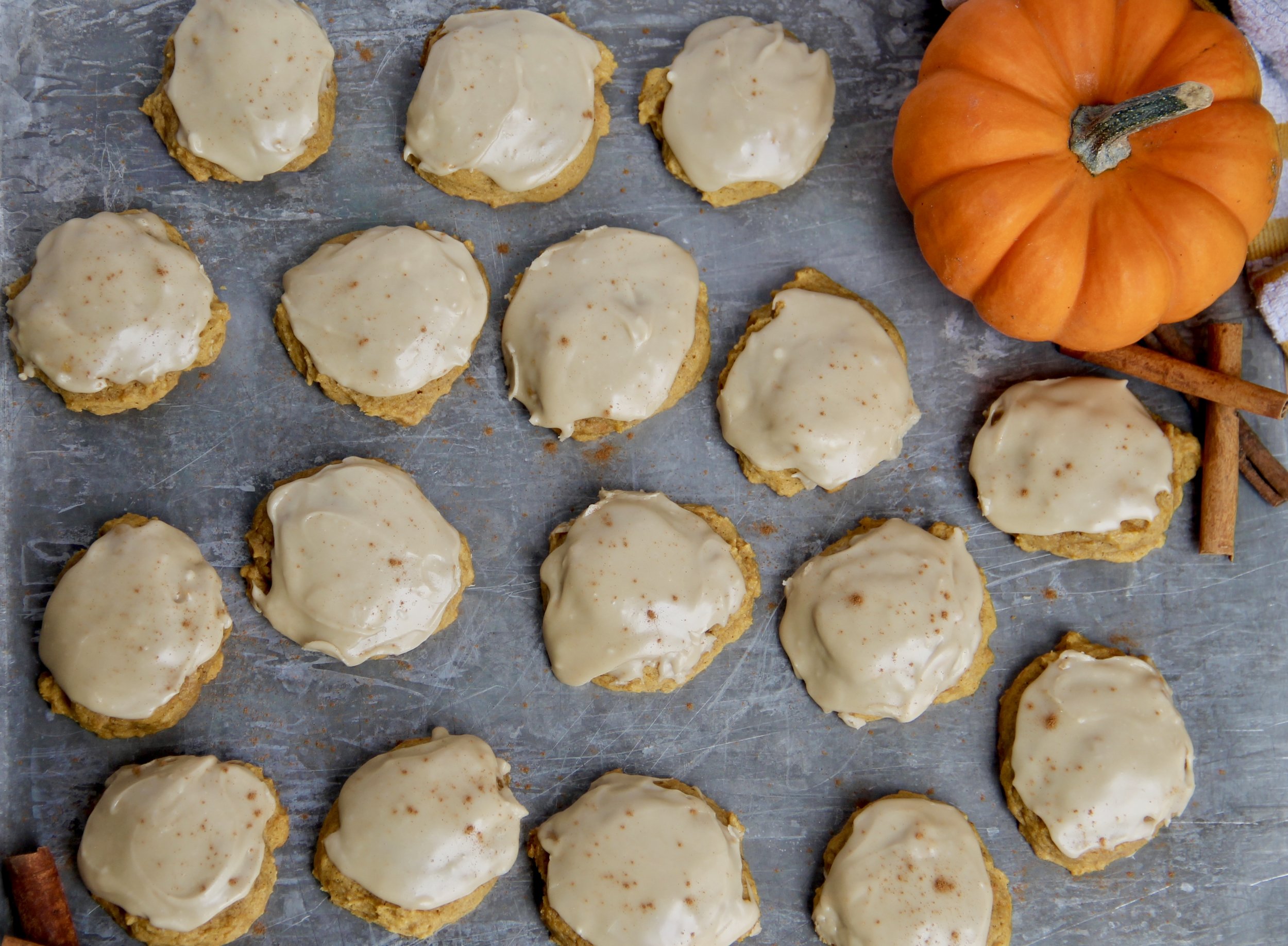 SOFT PUMPKIN COOKIES WITH CARAMEL FROSTING